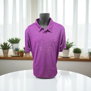 BAGAZIO MENS SOLID PURPLE CASUAL 3 BUTTON SHORT SLEEVE PULLOVER POLO SHIRT BM115